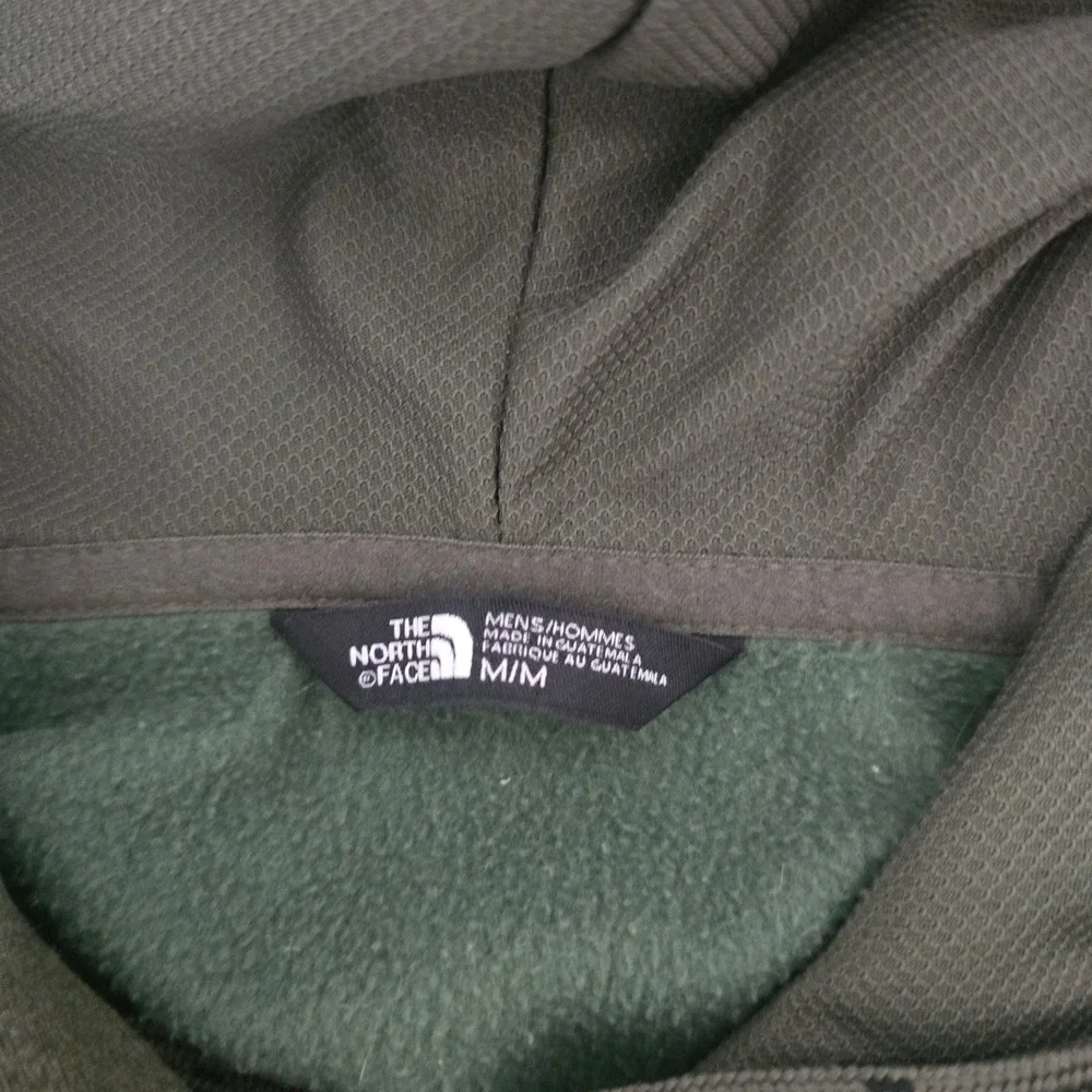 The North Face Mens Hoodie sz Medium Olive Green Black Colorblock Logo Pullover